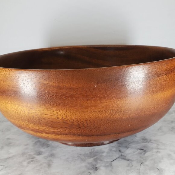 Turned 11" x 4 3/4" Wooden Serving Bowl - Rustic Home Decor - Picture 2 of 9